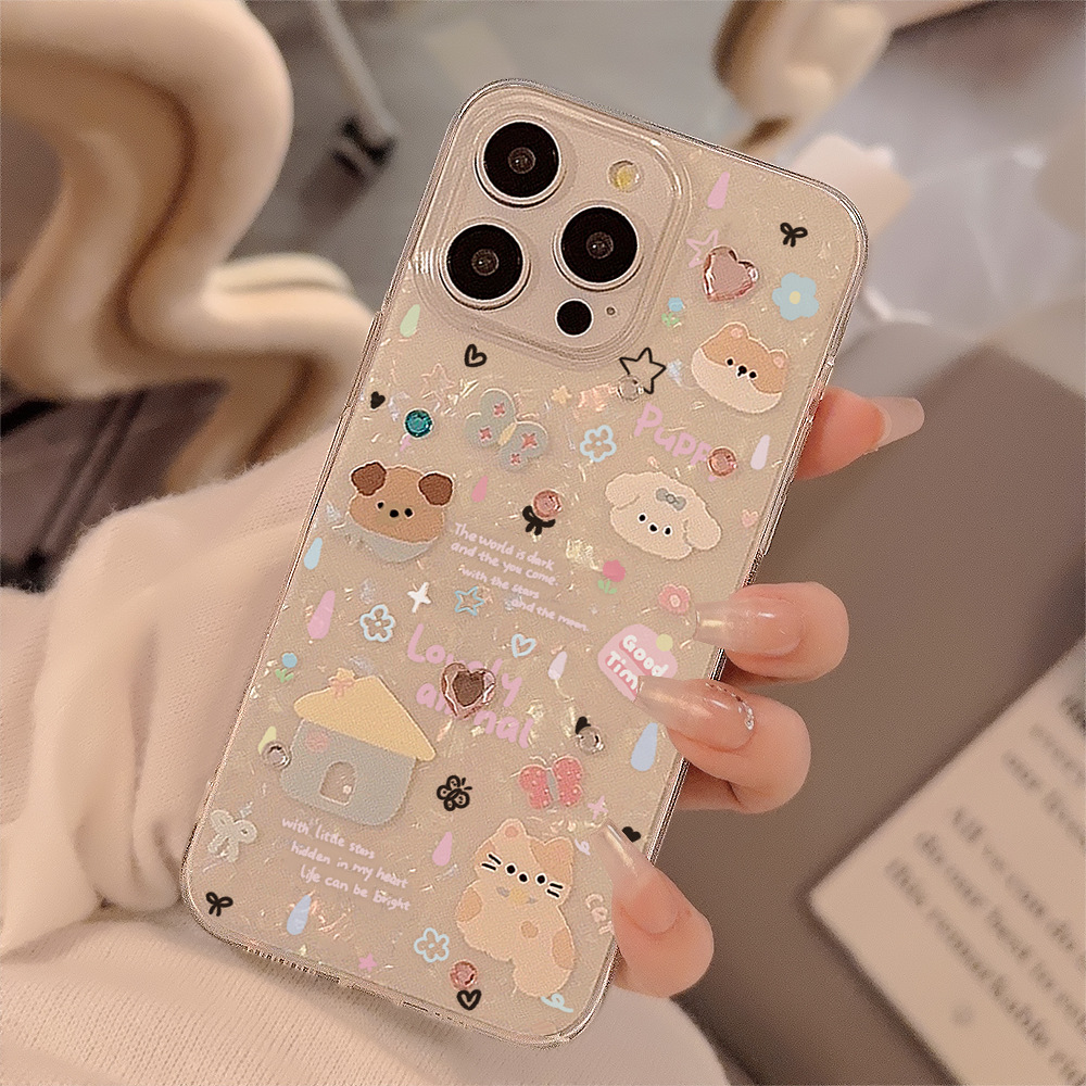 Phone Cases Cute Iphone 13 - Sevimli Karikatür Köpek Kabuk Desen Telefon