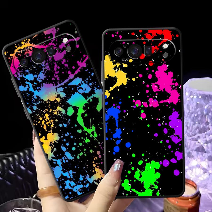 Phone Cases Pixel 9A - Gökkuşağı Boya Sıçramaları Funda Telefon Kılıfı