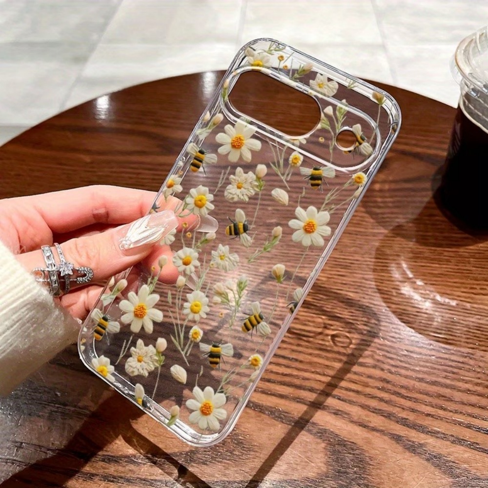 Phone Cases Pixel 9A - Sevimli Bal Arısı Çiçek Desenli Yumuşak