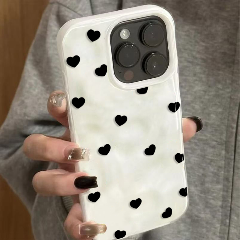 Estetik Şirin Siyah Kalp Darbe - Phone Cases Cute Iphone 13 incelemesi ve fiyatı