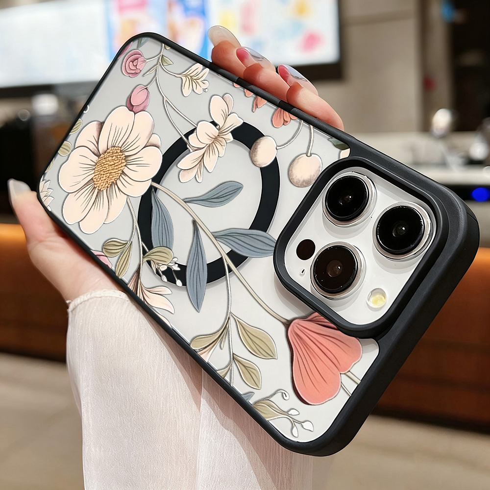 Siyah Çerçeveli Çiçek Desenli  - Phone Cases Iphone 15 incelemesi ve fiyatı